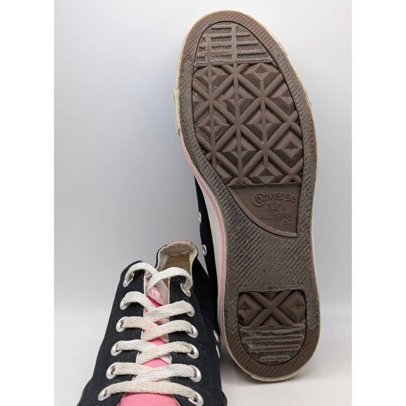 CONVERSE ALL STAR Womens Size 8.5 Canvas Low Top Sneakers Black Pink Chucks Lace - Picture 6 of 8